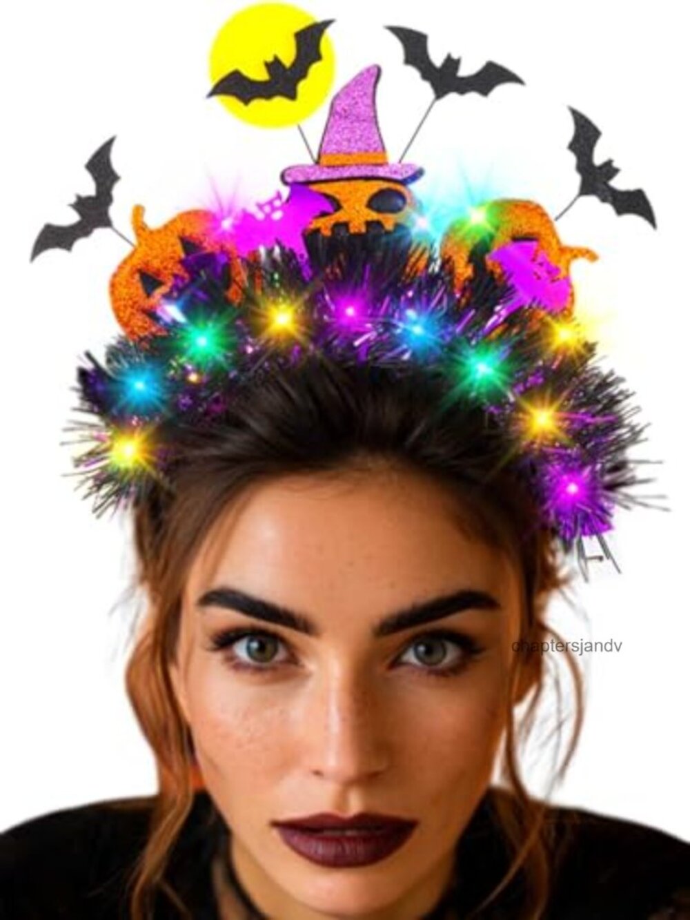 LED Light Up Halloween Headband Pumpkin Bat Glow Party Hair Accessory Women